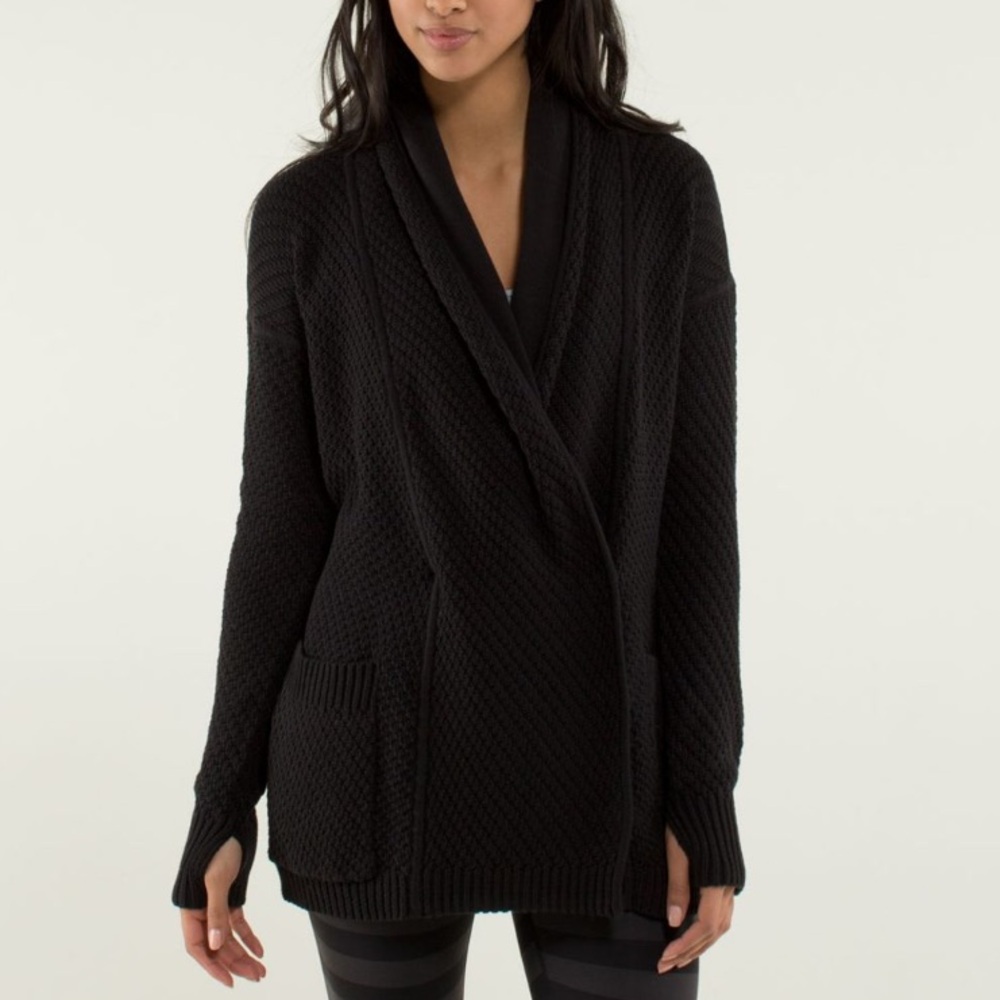 Post Practice Black Knit Cardigan